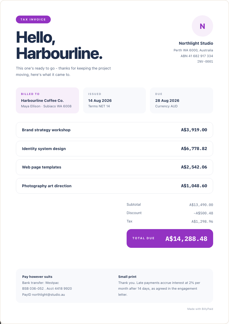 Creative invoice template preview